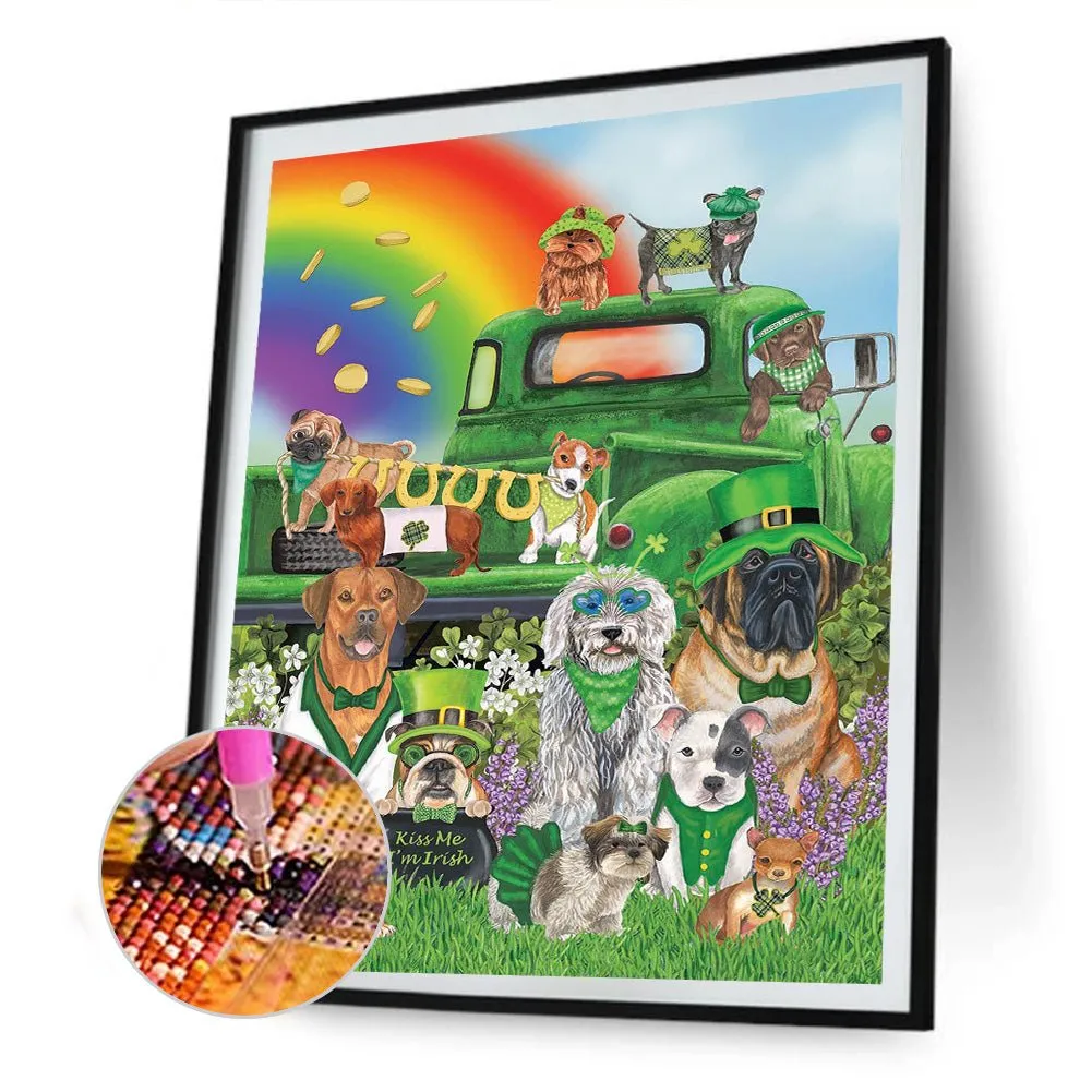 St. Patrick'S Day Dog Party - Full Round 40*50CM 24 Colors