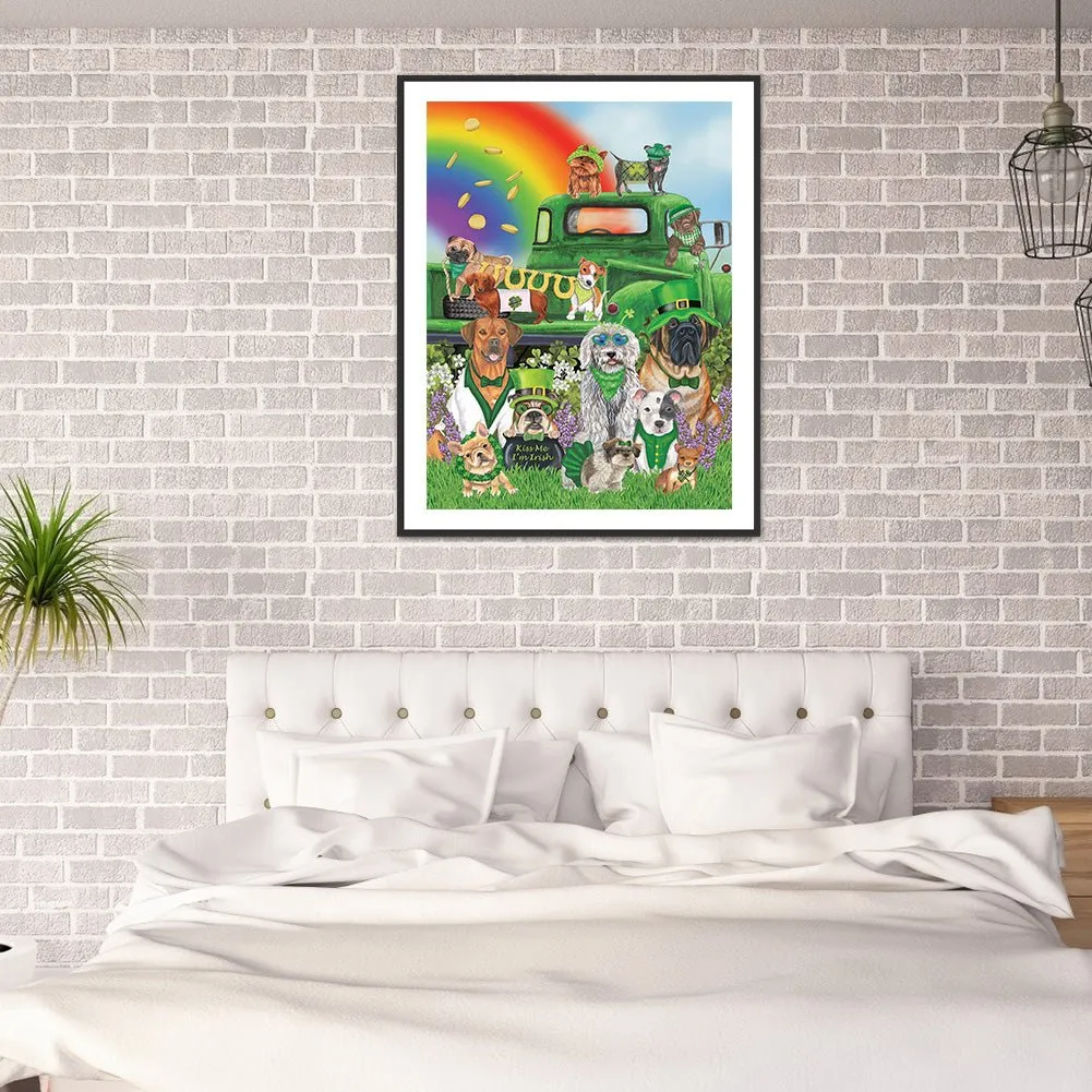 St. Patrick'S Day Dog Party - Full Round 40*50CM 24 Colors