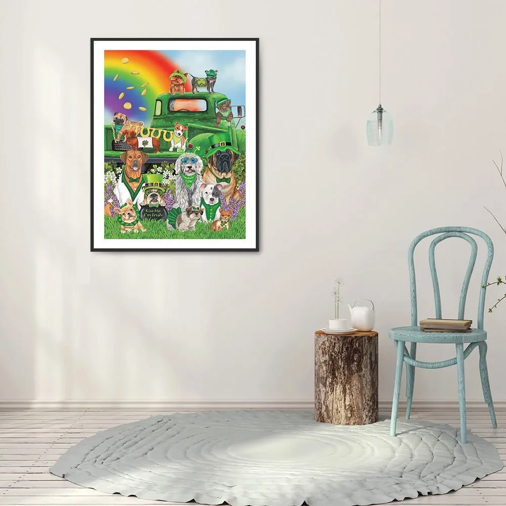 St. Patrick'S Day Dog Party - Full Round 40*50CM 24 Colors