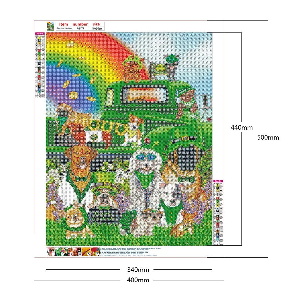 St. Patrick'S Day Dog Party - Full Round 40*50CM 24 Colors