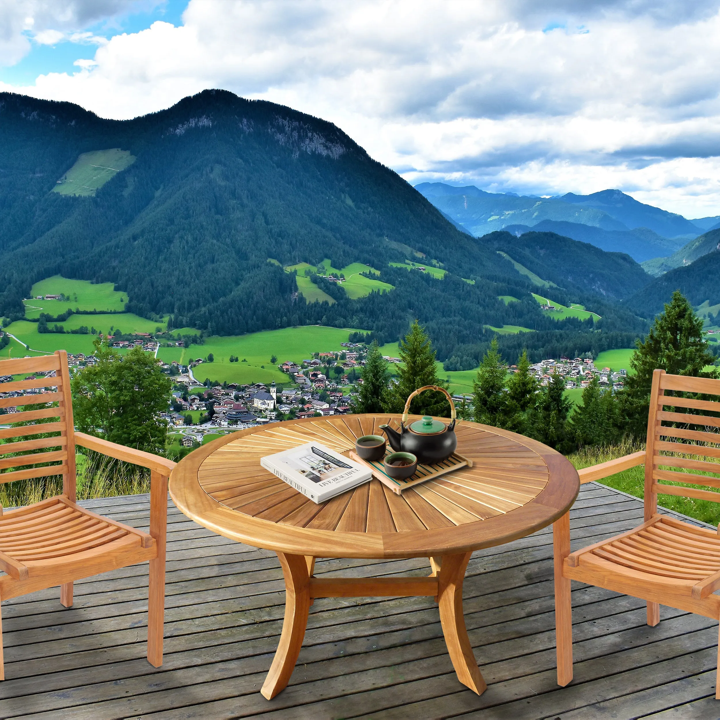 Teak Wood Sun Table, 47 Inch