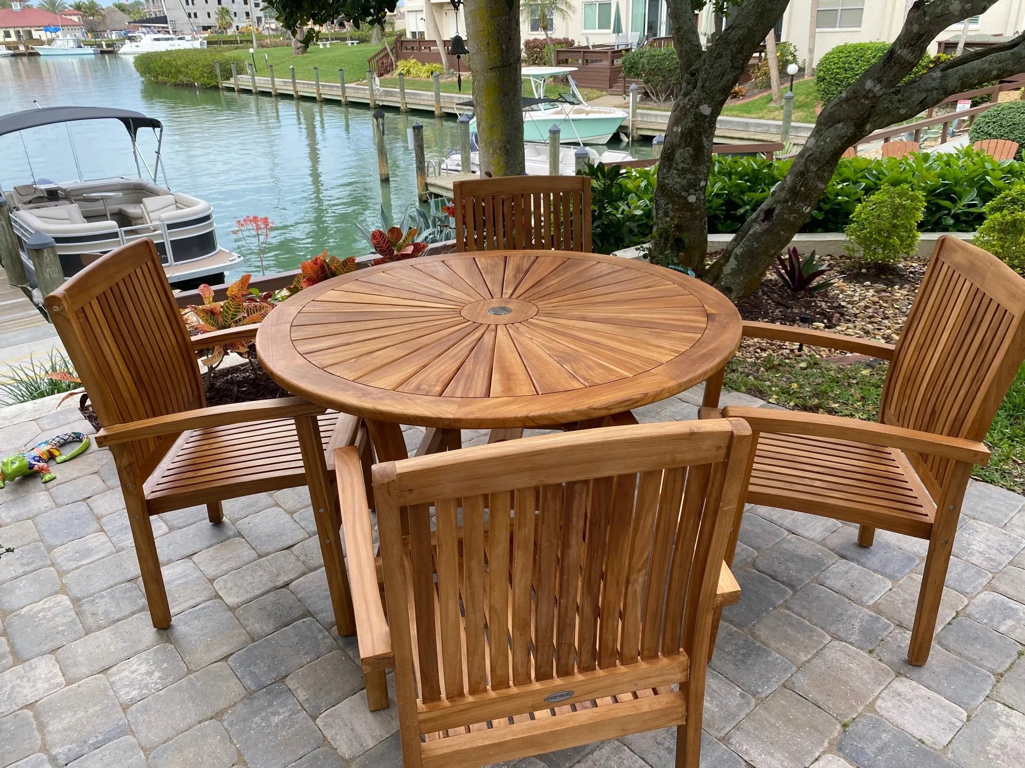 Teak Wood Sun Table, 47 Inch