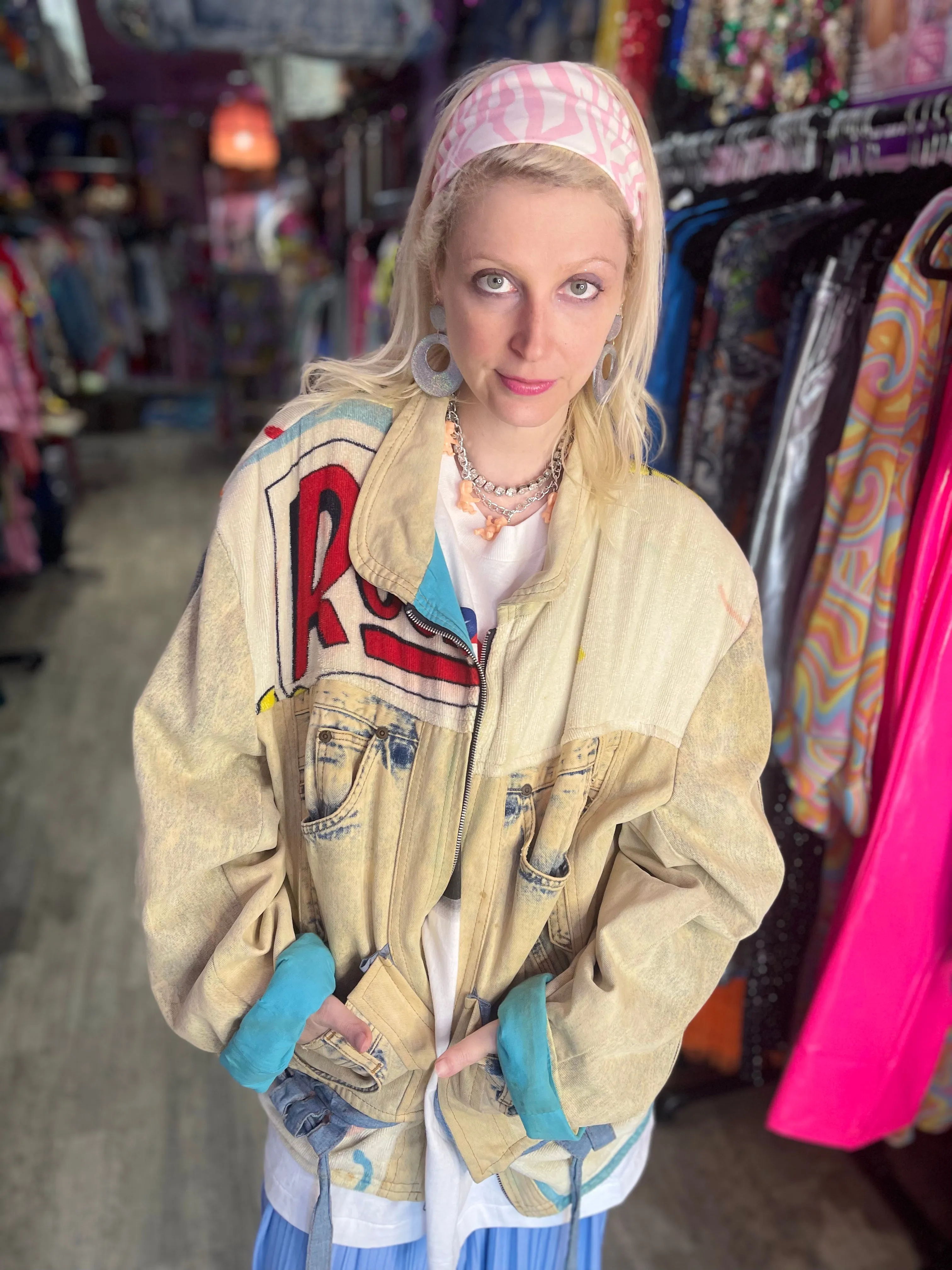 Vintage 80s Patchwork Roger Rabbit Jean Jacket