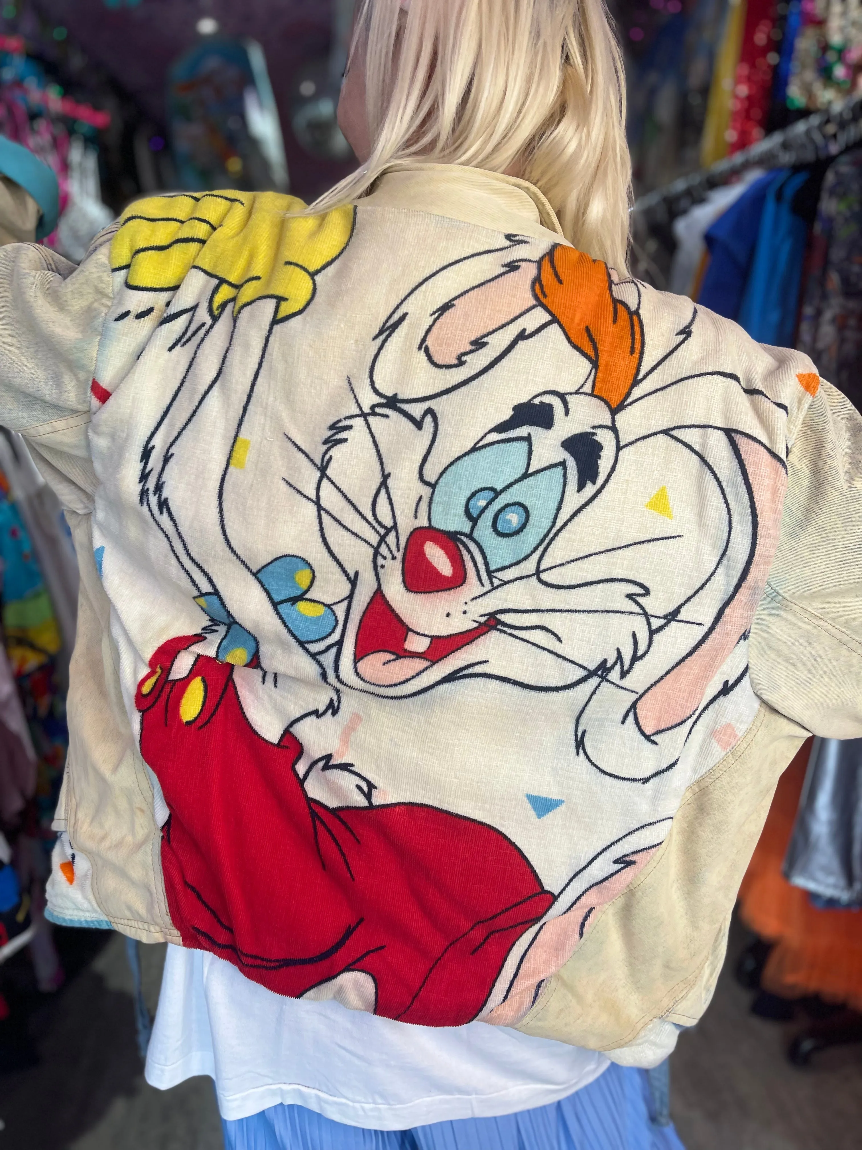Vintage 80s Patchwork Roger Rabbit Jean Jacket
