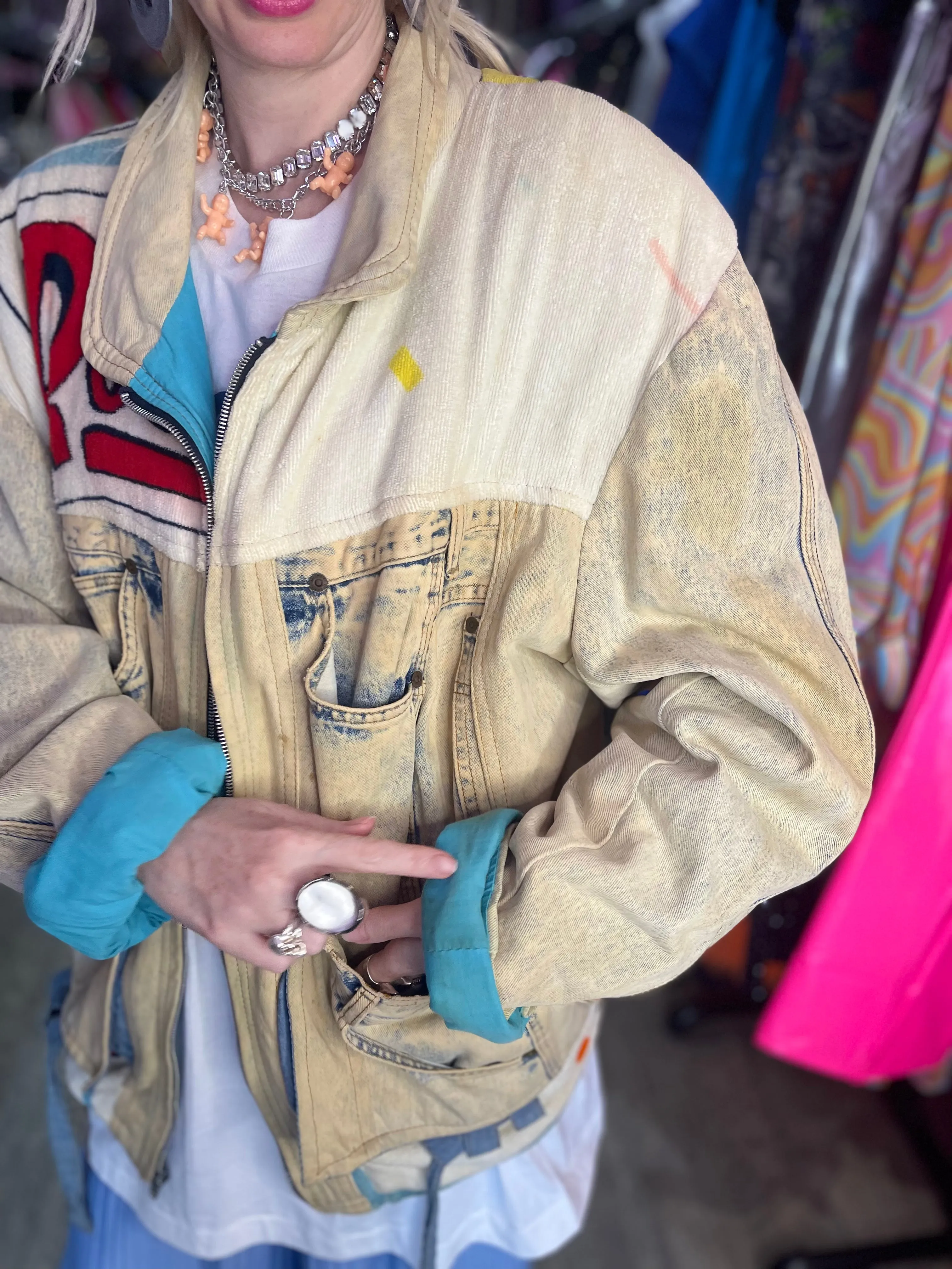 Vintage 80s Patchwork Roger Rabbit Jean Jacket
