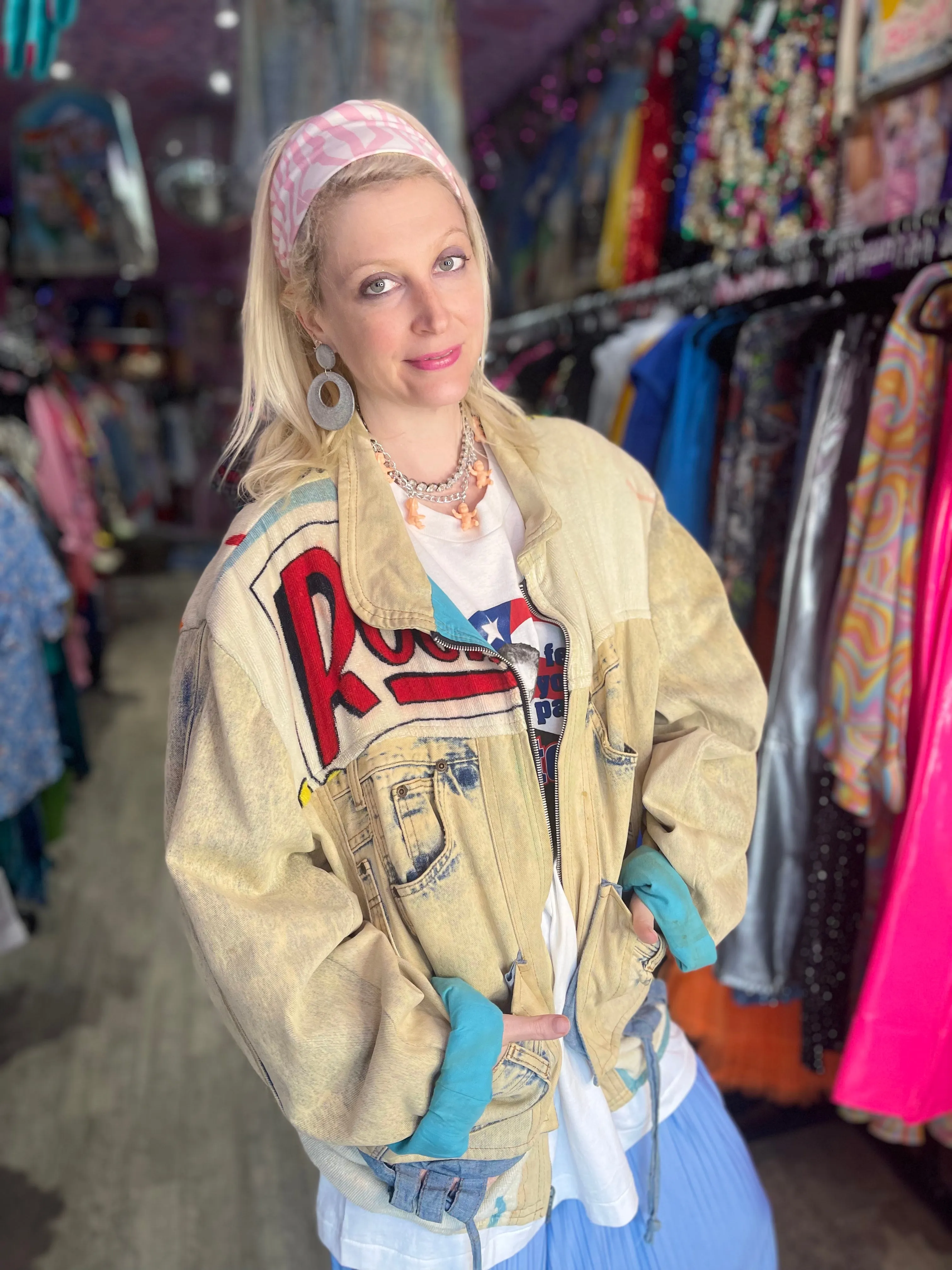Vintage 80s Patchwork Roger Rabbit Jean Jacket