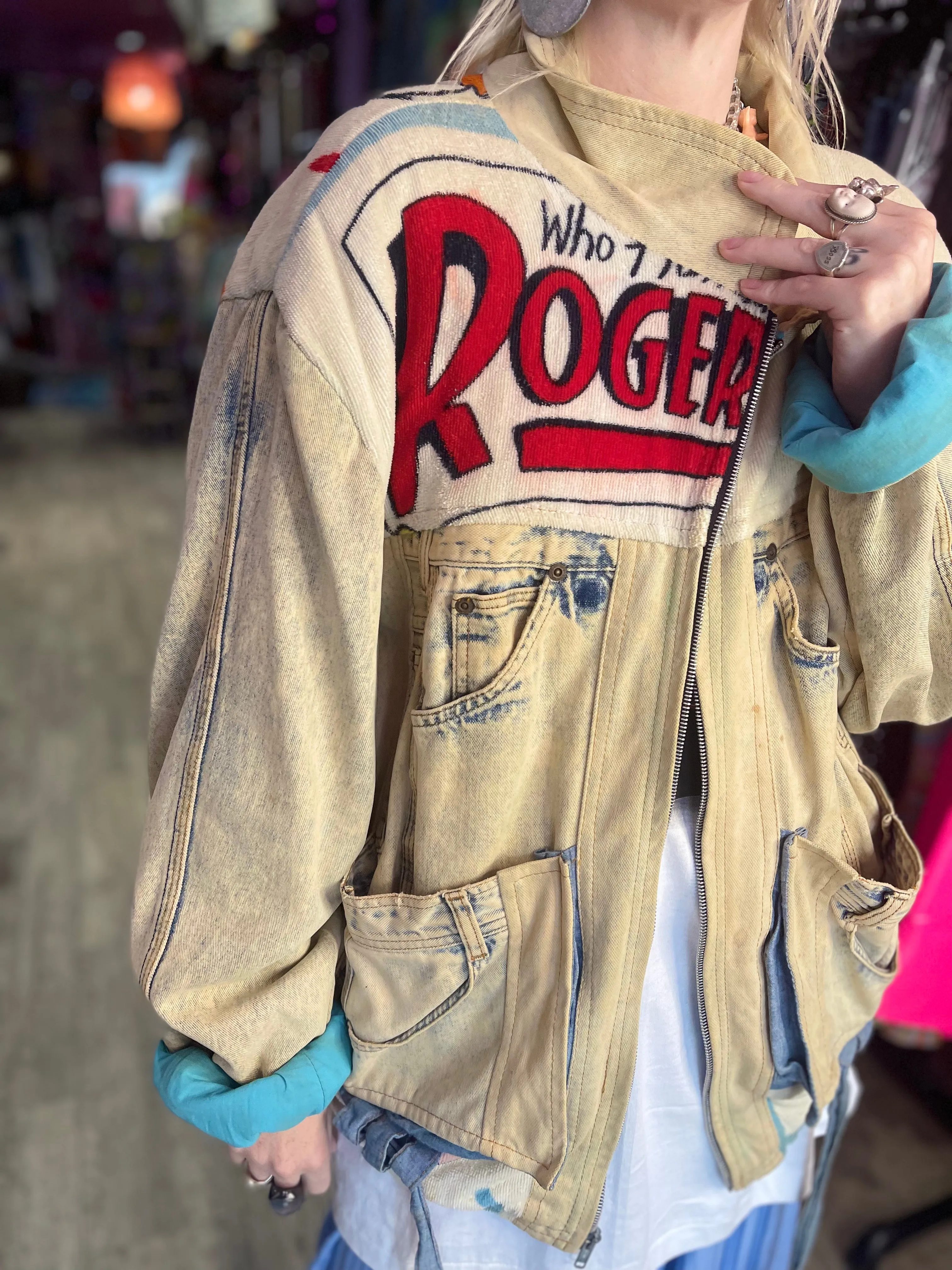 Vintage 80s Patchwork Roger Rabbit Jean Jacket