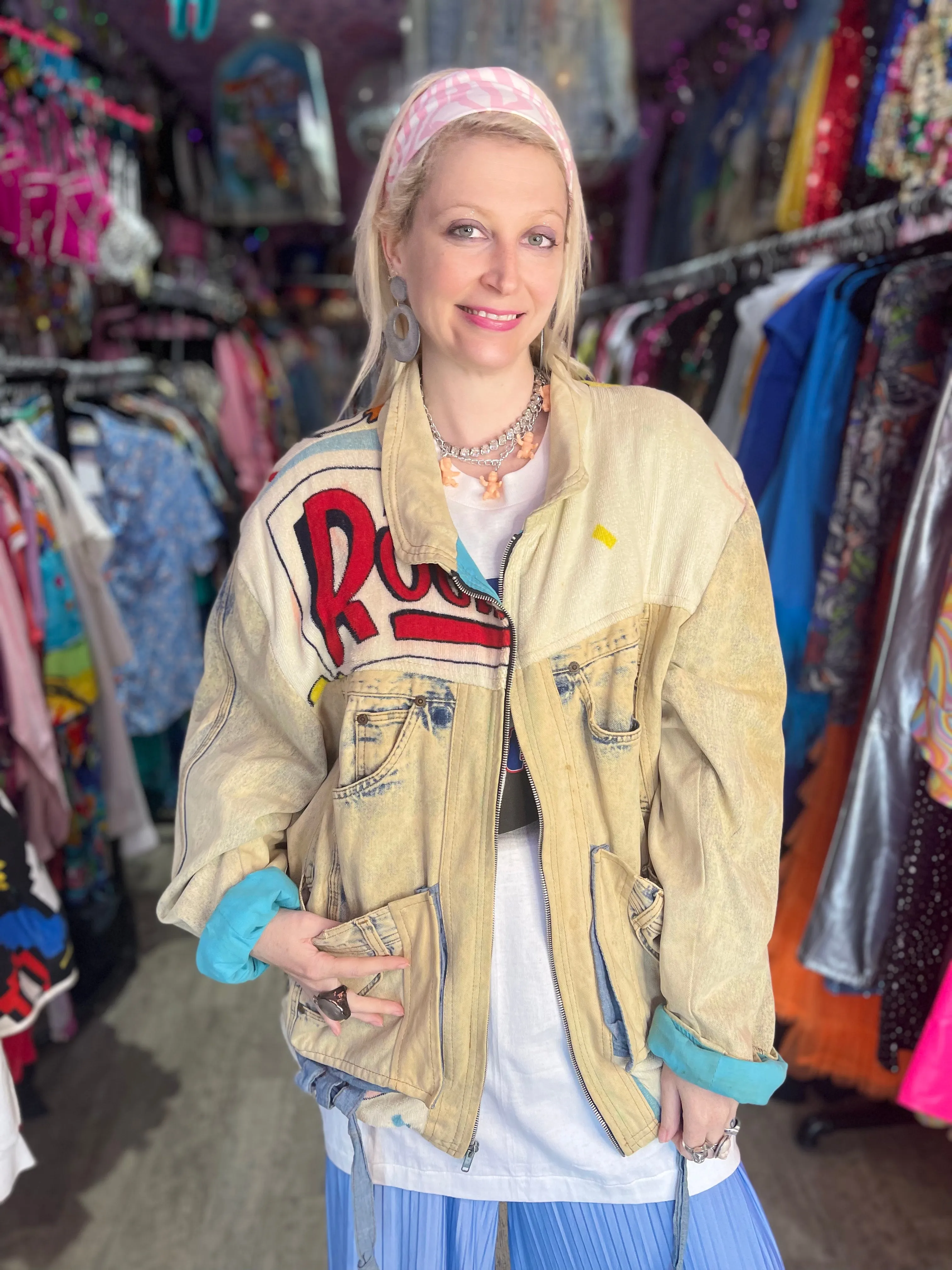Vintage 80s Patchwork Roger Rabbit Jean Jacket