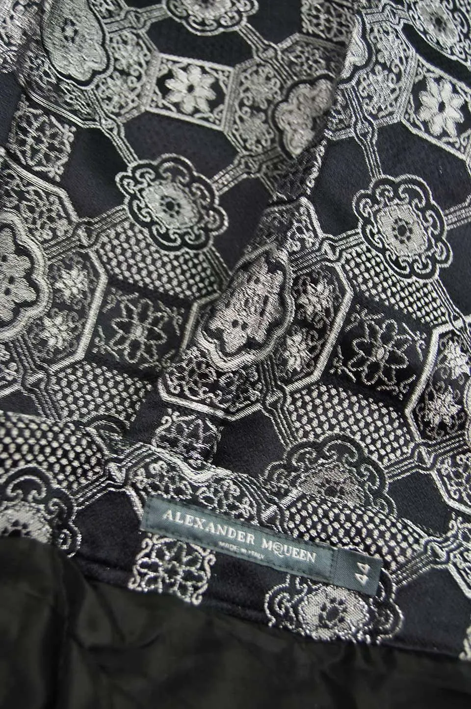 Vintage Womens Black & Silver Brocade Trousers, A/W 2003