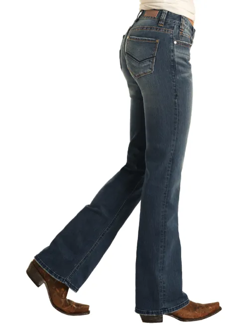 W1-7683 - Rock&Roll Denim Women's Mid Rise Extra Stretch Bootcut Jean