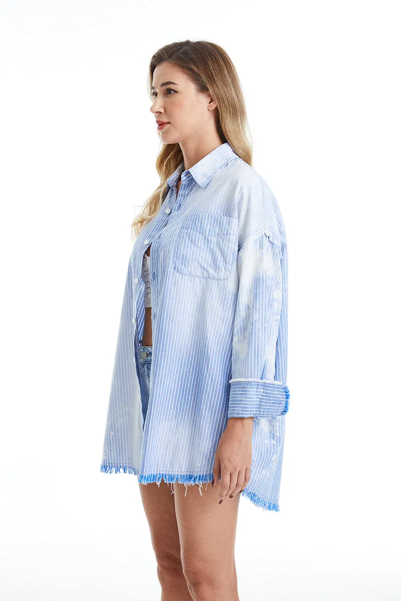 Women'S Ragged Long Sleeve Loose Shirt