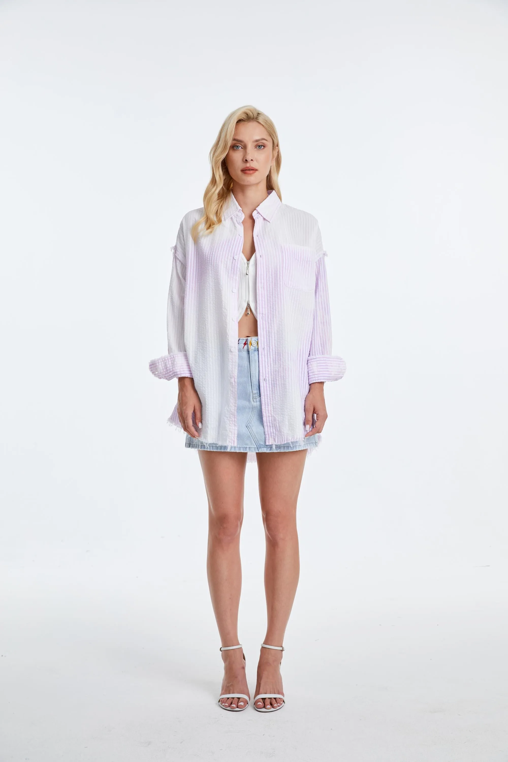 Women'S Ragged Long Sleeve Loose Shirt