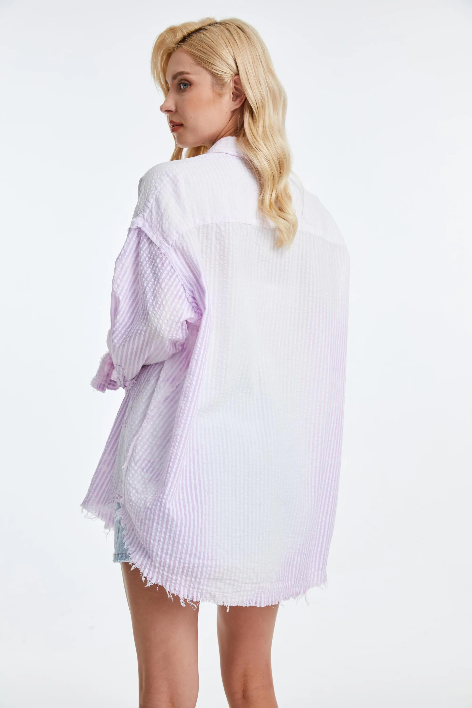 Women'S Ragged Long Sleeve Loose Shirt