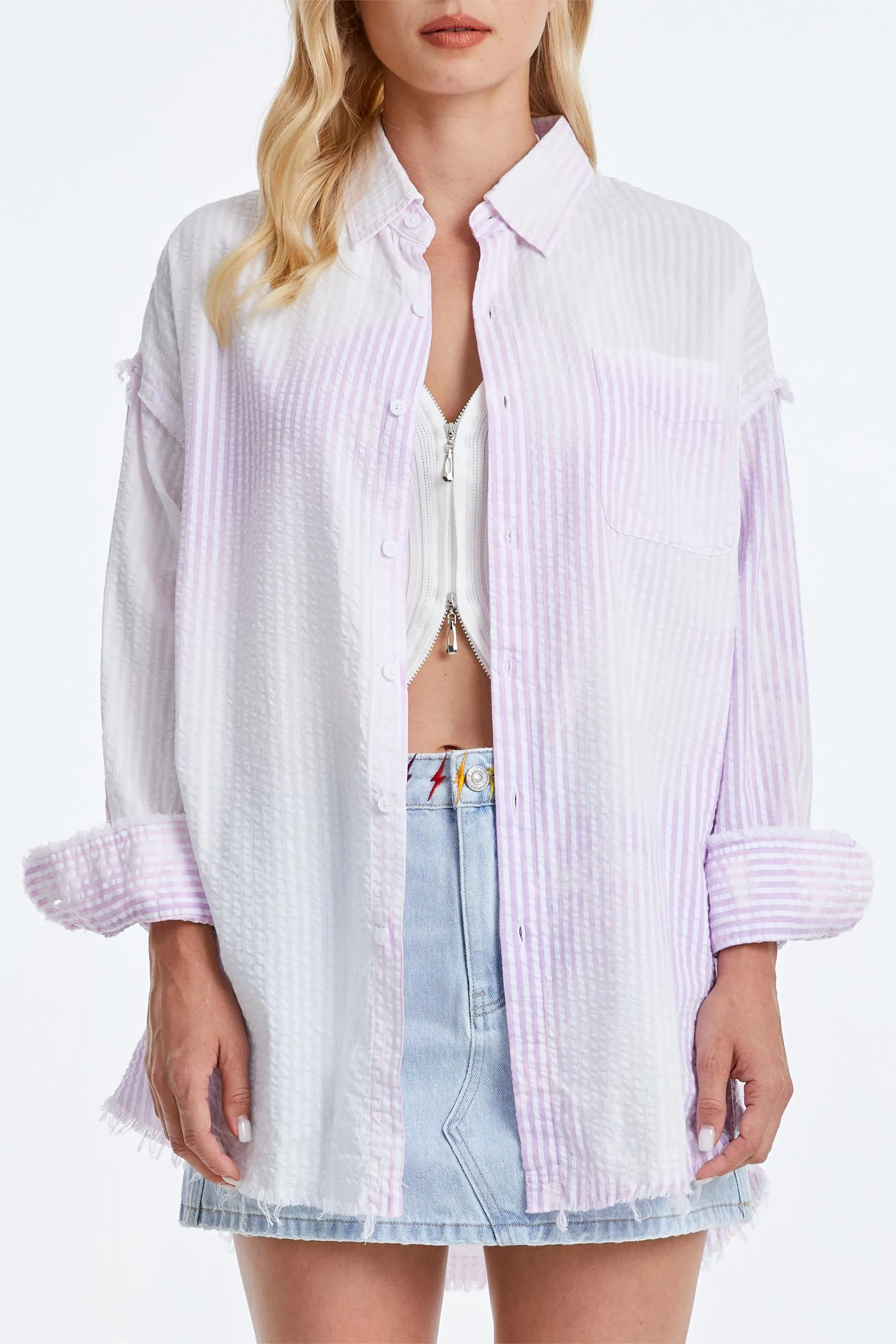 Women'S Ragged Long Sleeve Loose Shirt