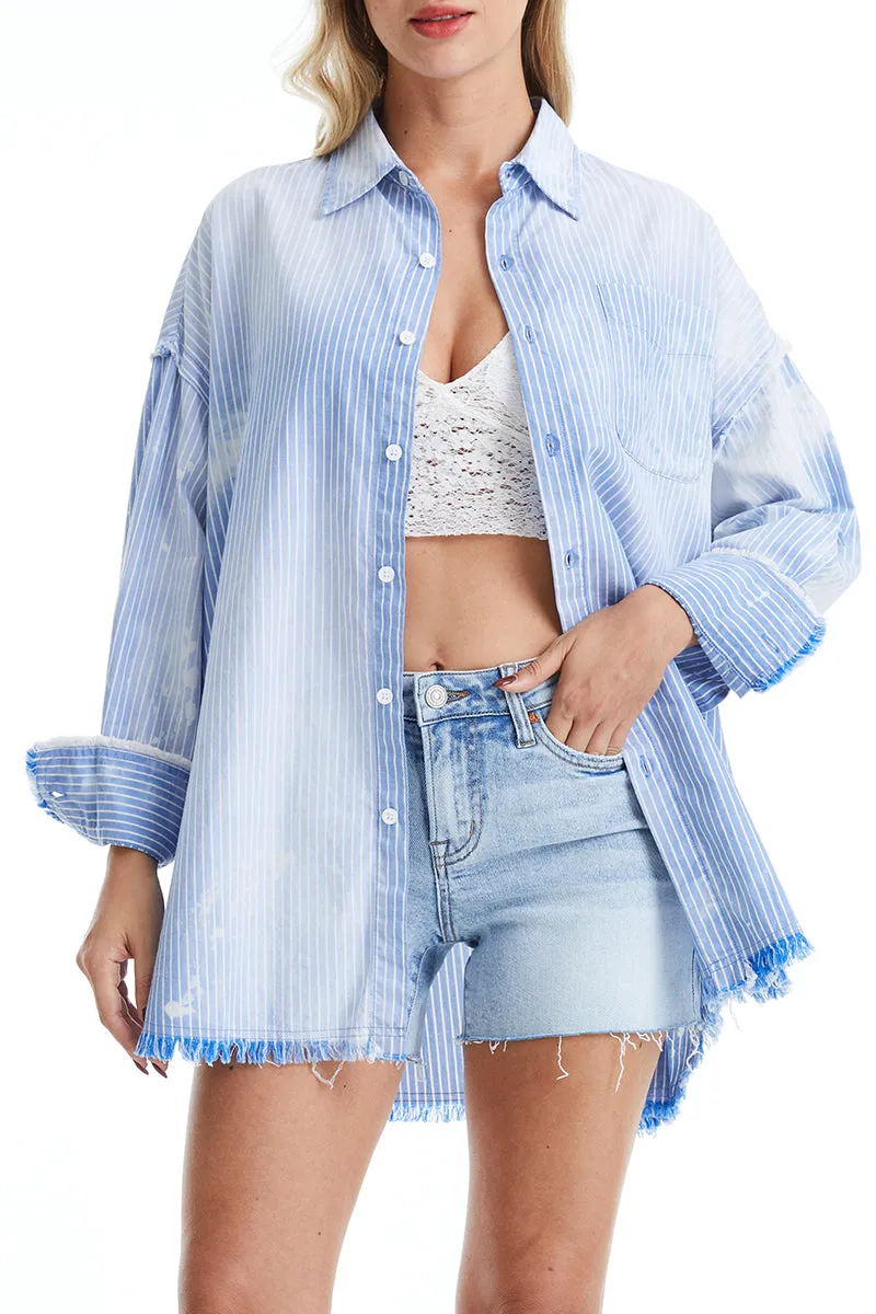 Women'S Ragged Long Sleeve Loose Shirt