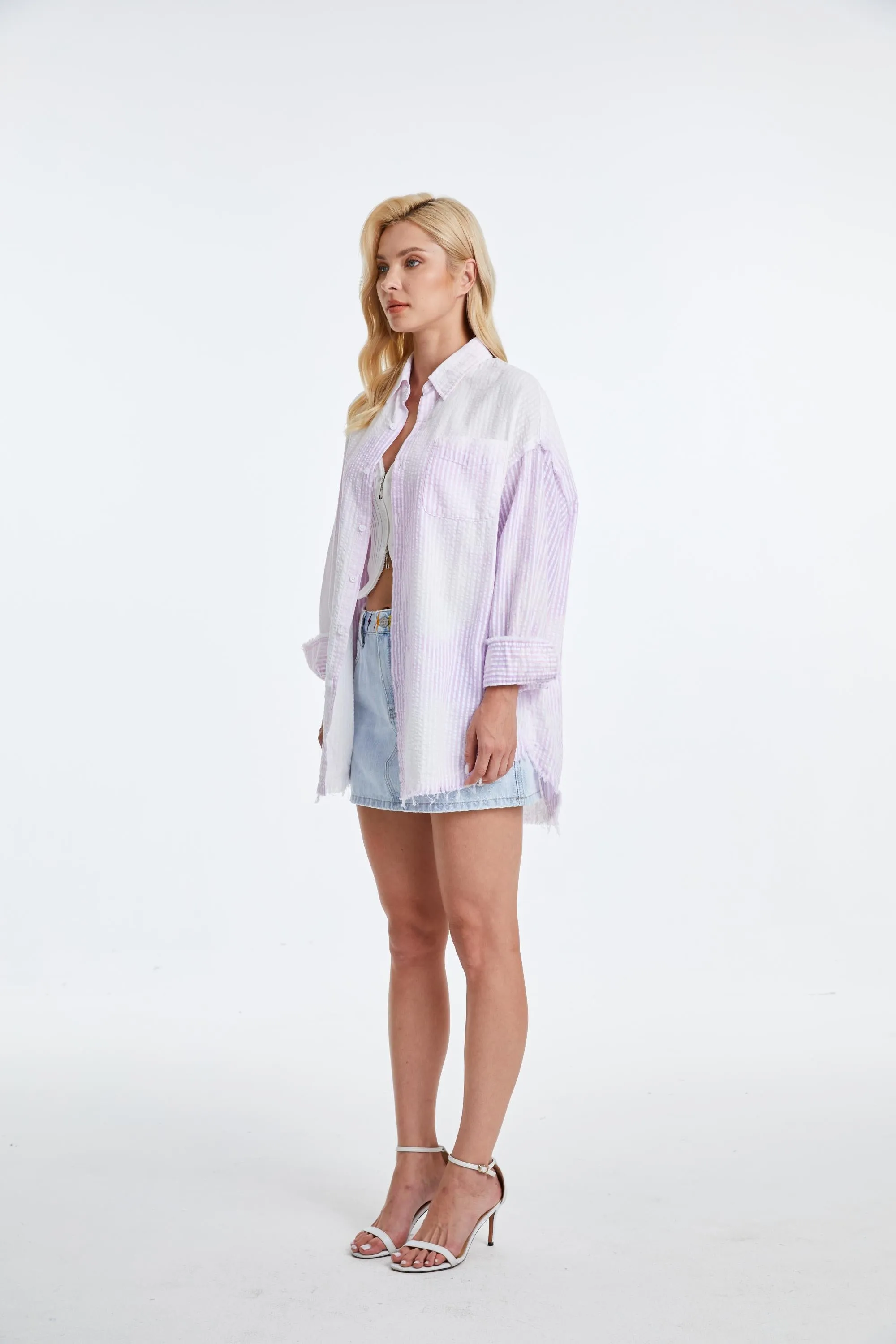 Women'S Ragged Long Sleeve Loose Shirt